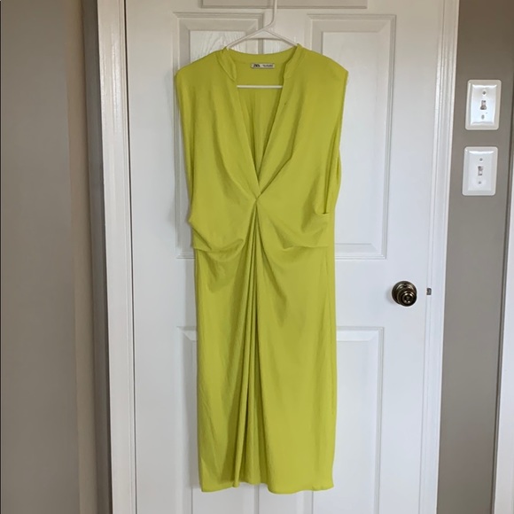 Zara mid length dress neon yellow - Picture 1 of 4